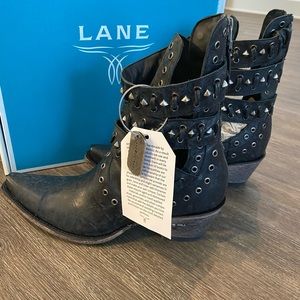 Lane Black Ankle Boots with Studded Design